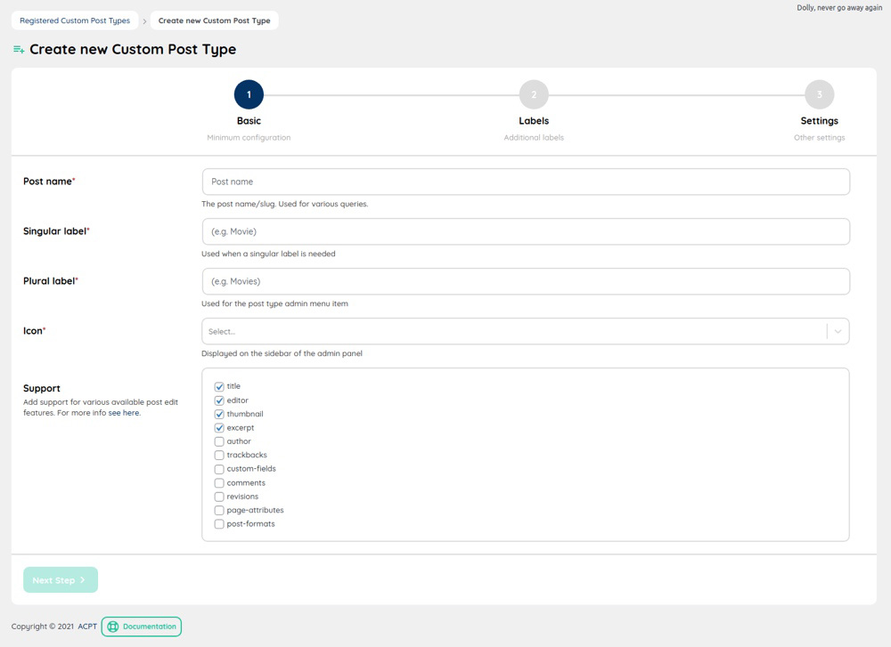 ACPT Create Custom Post Type