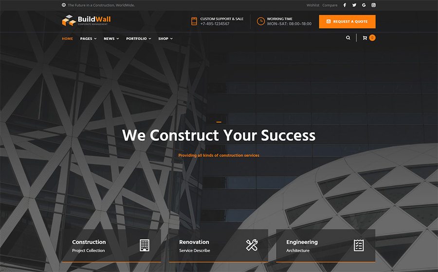 BuildWall Construction Company Multipurpose WordPress Theme