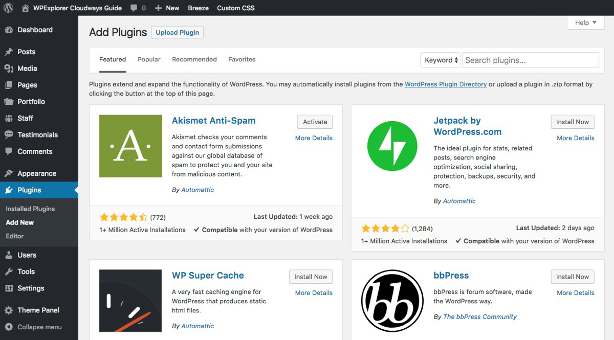Cloudways: Install WordPress Plugins