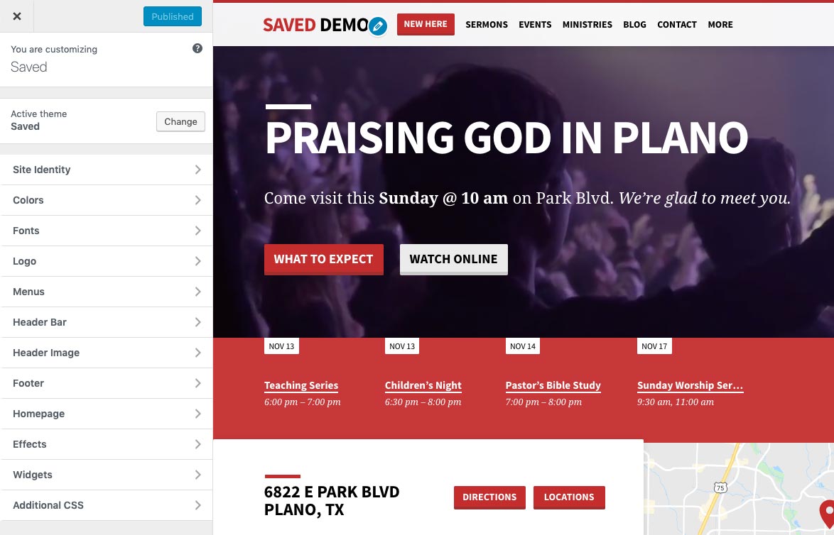 Saved Theme Live Customizer