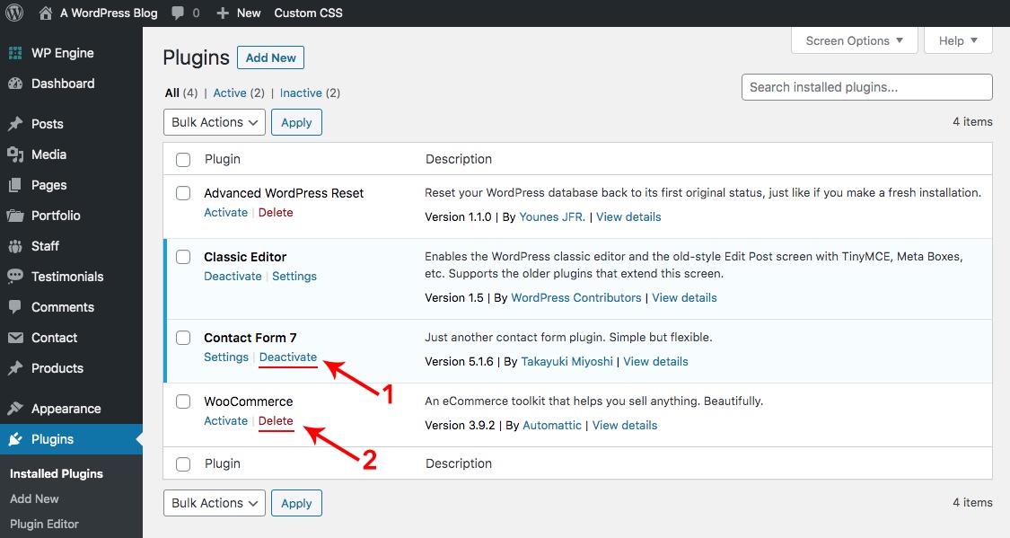 Deactivate & Delete Plugins