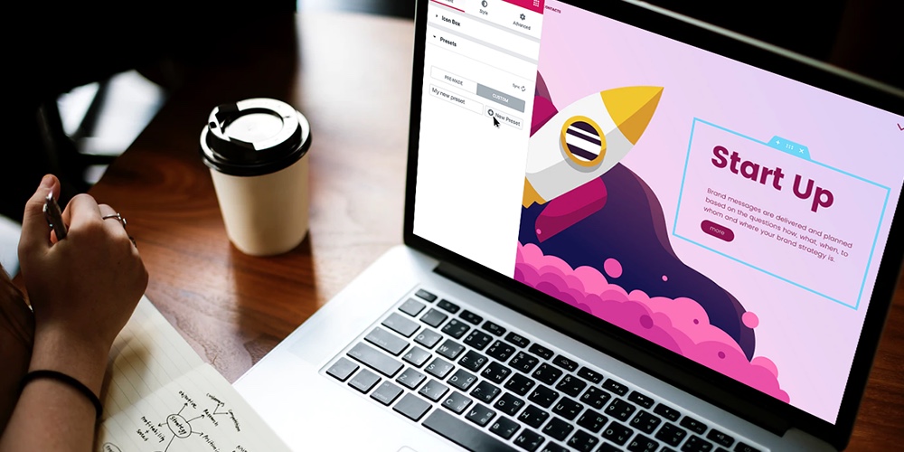 Laptop with an Elementor Page