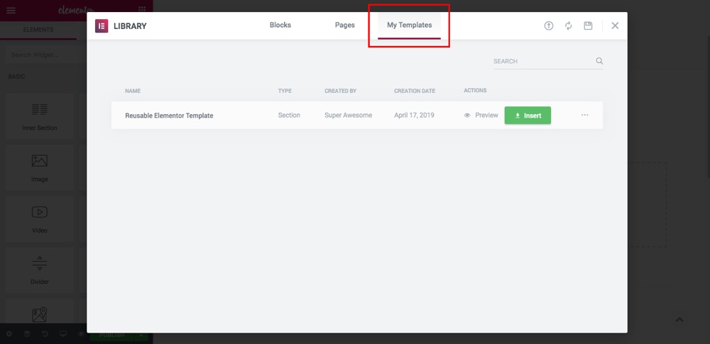 Elementor Reusable Content Blocks Step 4