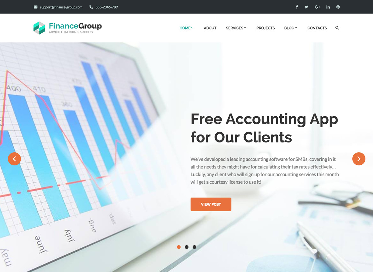 FinanceGroup Accounting Business WordPress Theme
