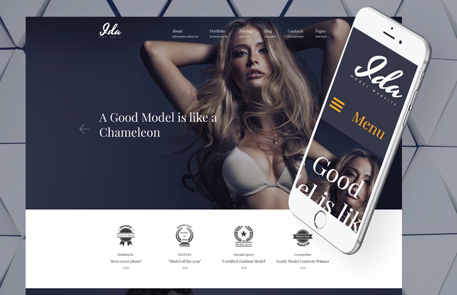 Ida Model Photo Portfolio WordPress Theme