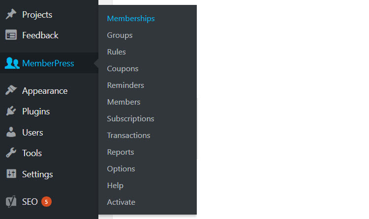 MemberPress Menu