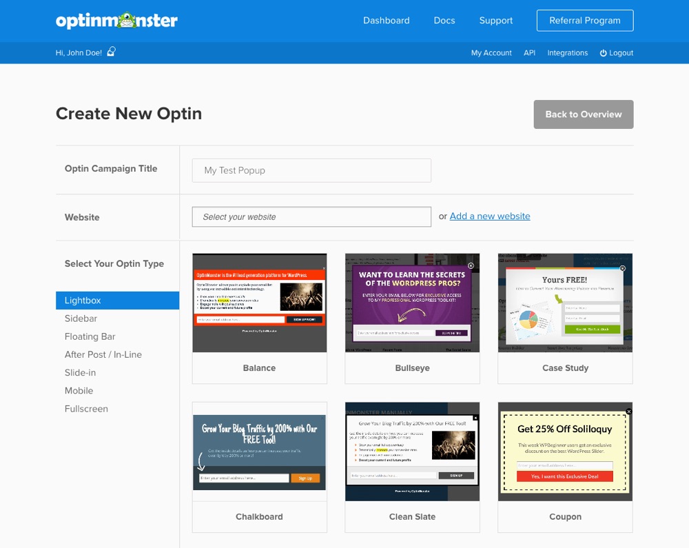 OptinMonster Campaign Name