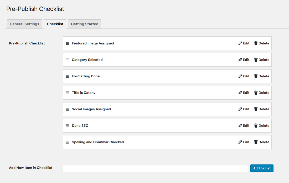 Pre-Publish Post Checklist Management