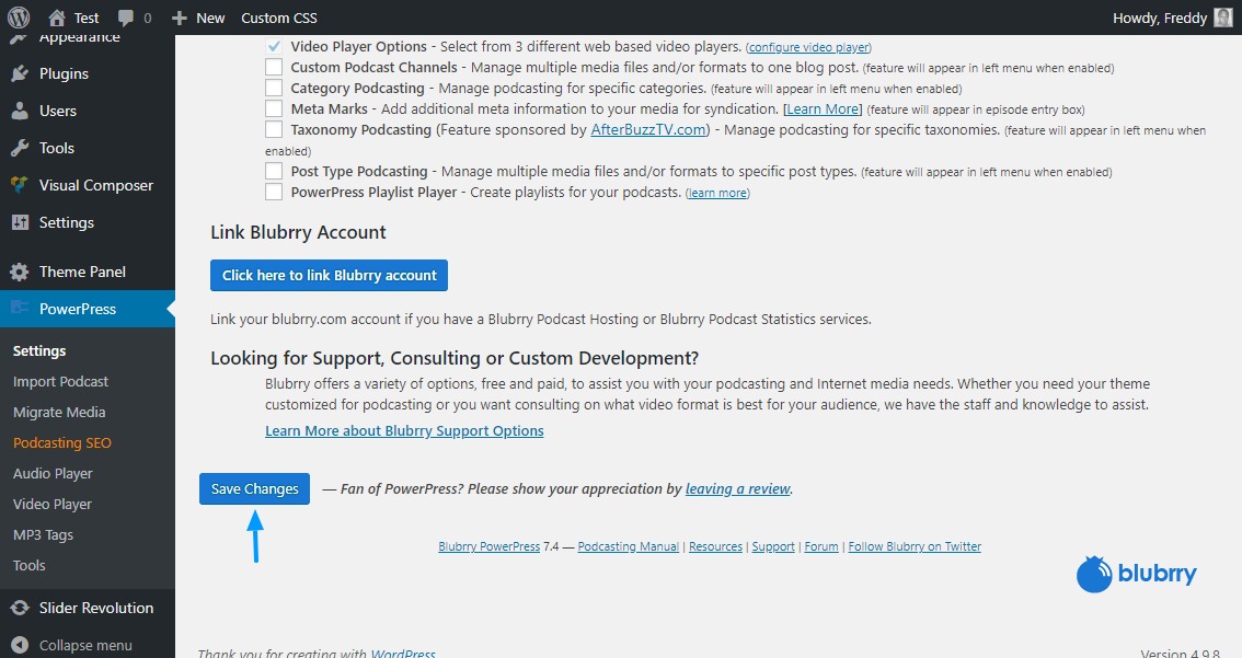 save powerpress settings