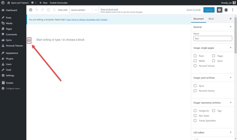 Toolset Create a Block