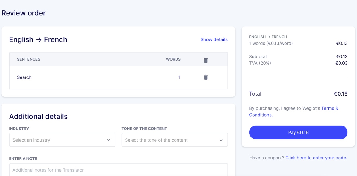 Weglot Professional translations Review ORder
