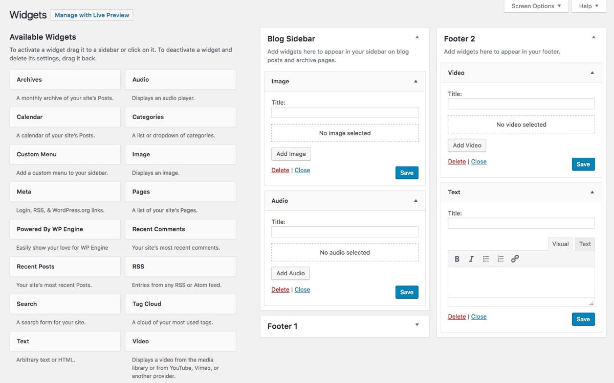 WordPress 4.8 New Media Widgets