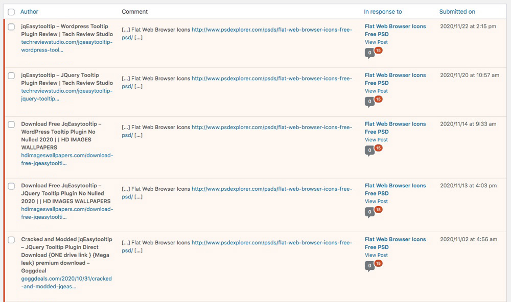 Comment Spam Trackbacks
