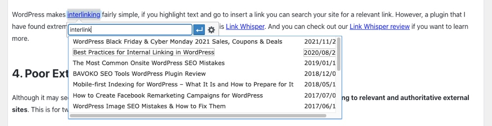 WordPress Internal Links