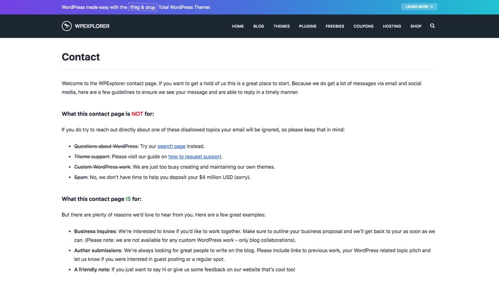 WPExplorer Contact Page