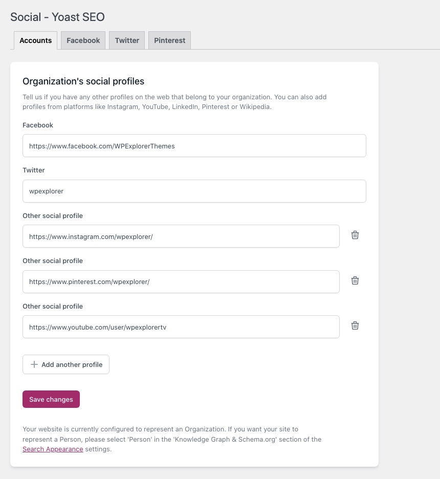 Yoast SEO Social Links