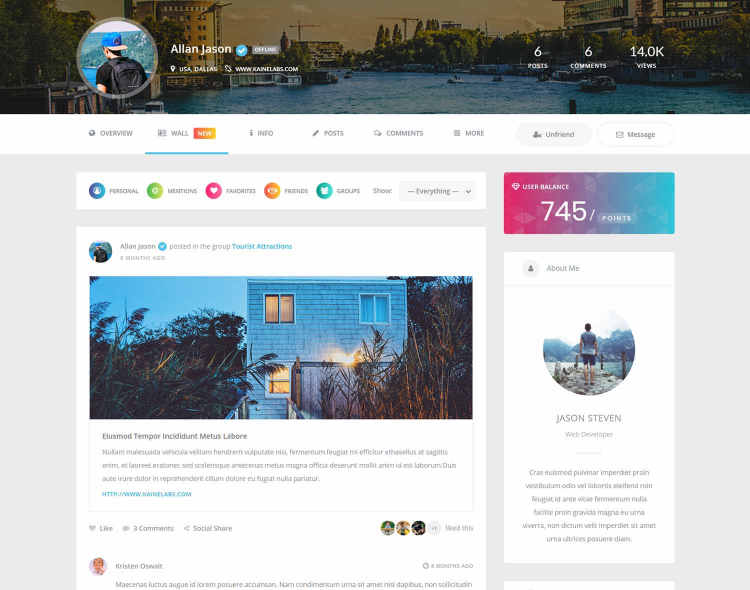 Youzify Review Social Wall Feature