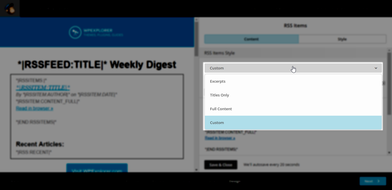 customize rss