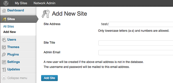 Add New Network Site