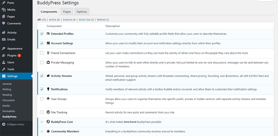 buddypress-component-settiings