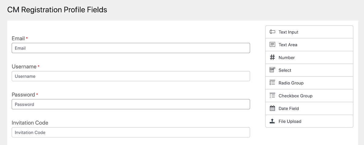 CM Registration Pro: Profile Fields