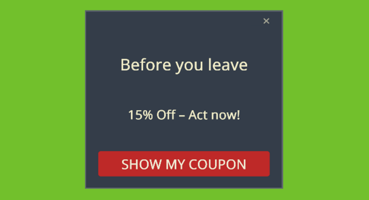 Discount Exit Pop-up