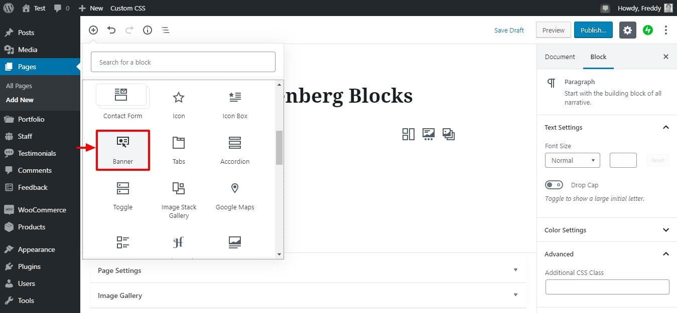 getwid banner block