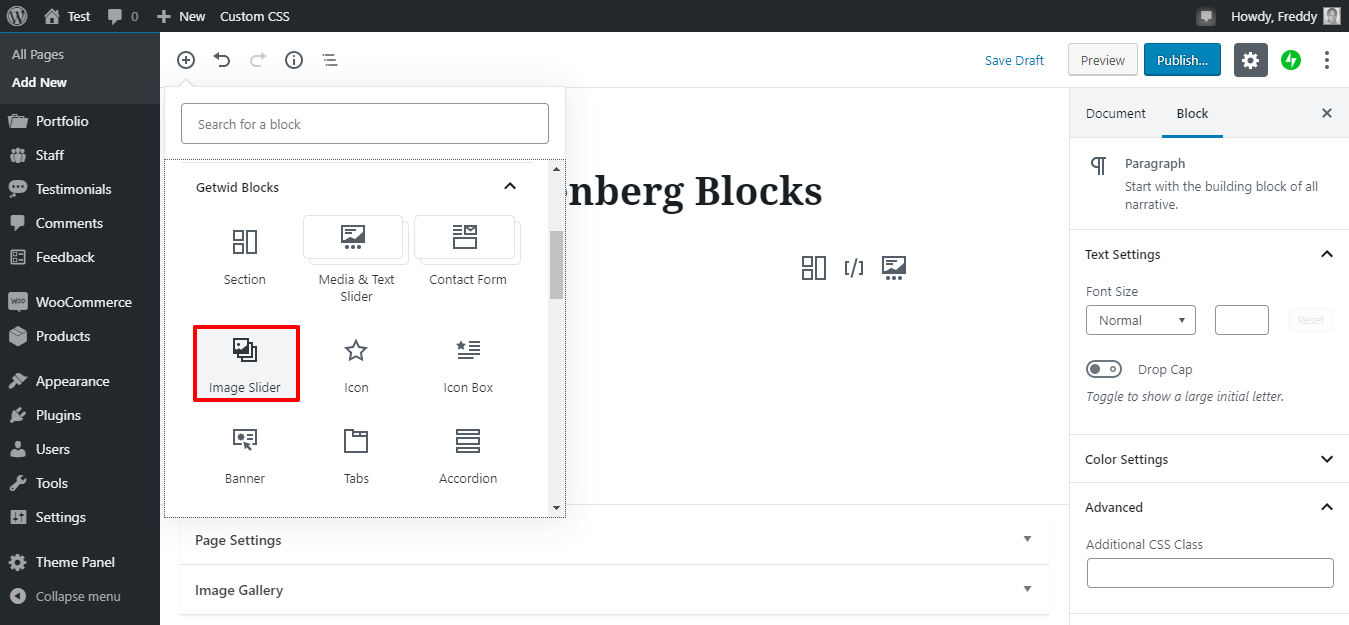 getwid image slider