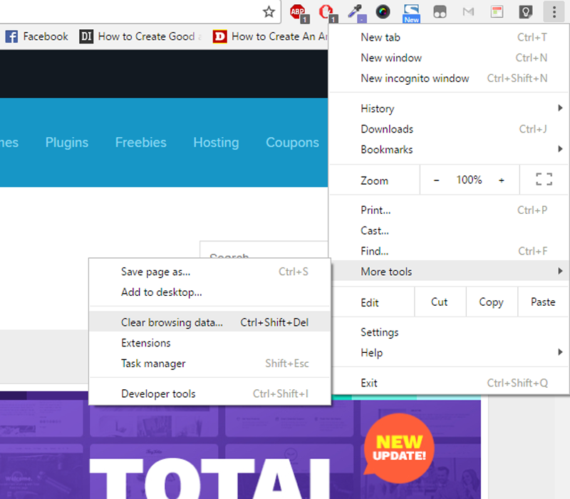 how to clean WordPress cache chrome
