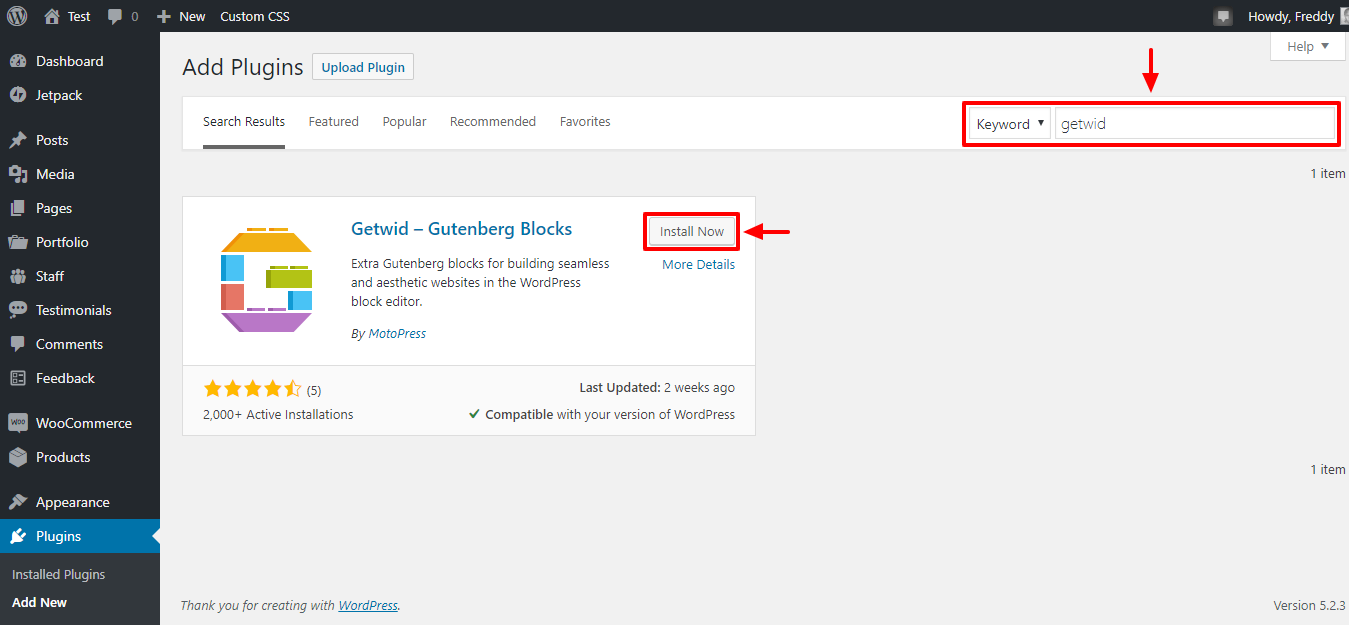 how to install the getwid gutenberg blocks plugin for wordpress