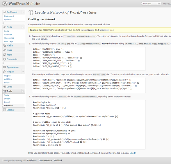 Create a WordPress Network Code