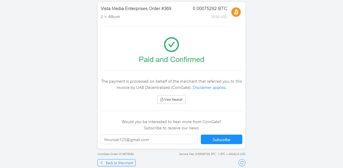 CoinGate Order