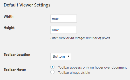 PDF Embedder Settings