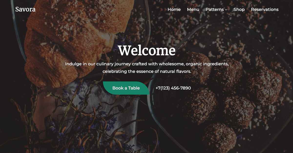 Savora Free Restaurant WordPress Theme