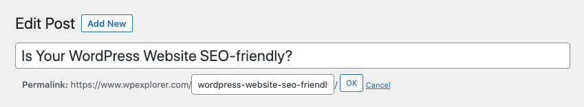 WordPress edit slug field