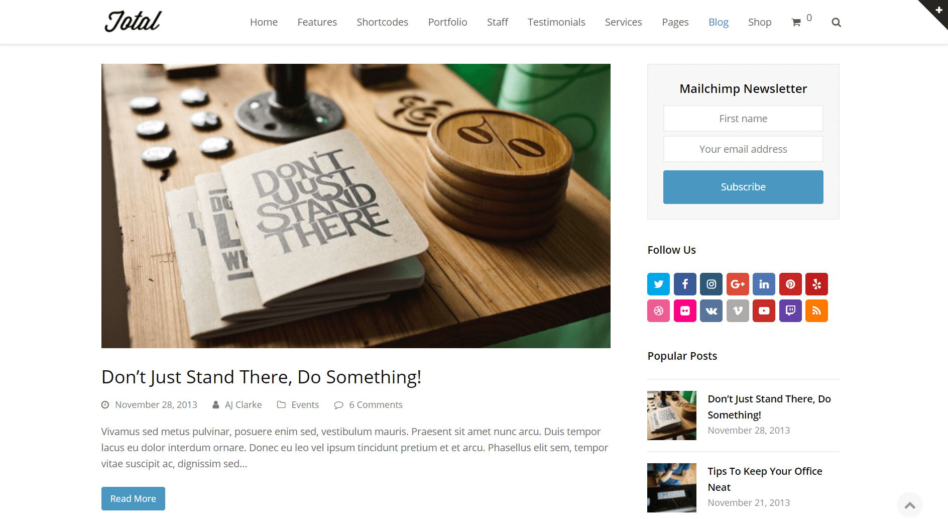 A blog post using the Total theme.
