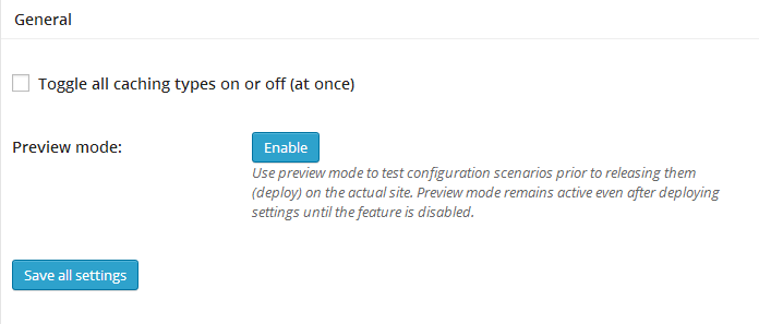 W3 total cache general settings module