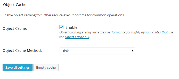 W3 total cache object cache