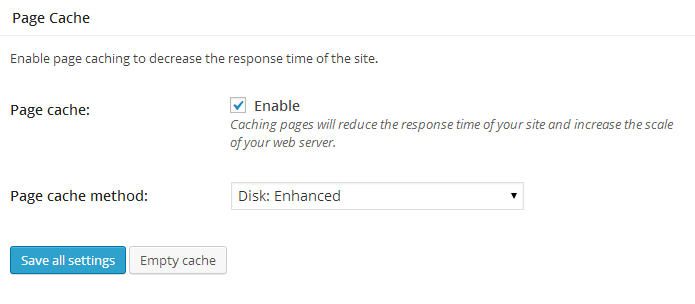 W3 total cache page cache