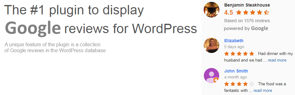 Widget for Google Reviews WordPress plugin