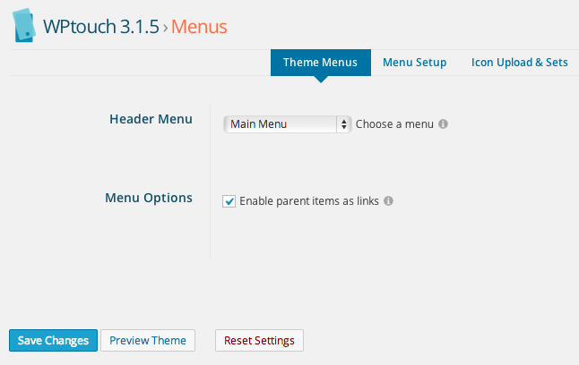 WPtouch Menus
