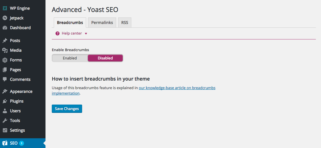 Yoast SEO Breadcrumbs & Advanced Settings
