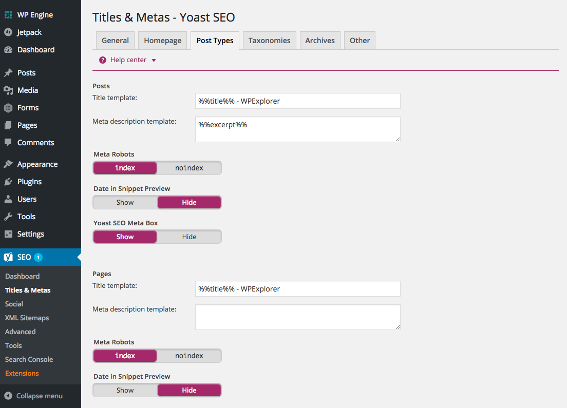 Yoast SEO Titles & Meta for Post Types & More