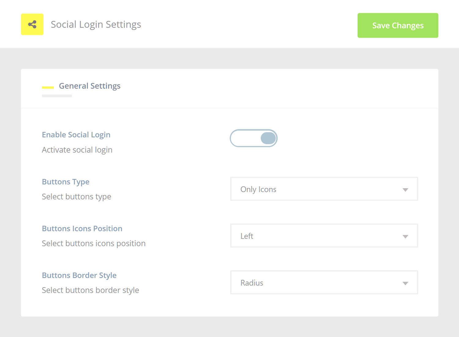 Social Login Settings